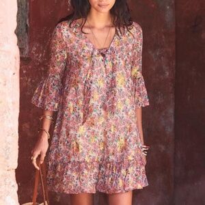 Sezane floral multicolored dress in size 34/0/XS